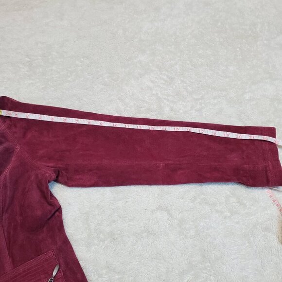 Chico Red Maroon Leather Suede Jacket Women Large 2 Feminine Luxury Boho Classic - Picture 8 of 9